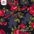 Tissu poly imprimé floral Lurex rayonne Spandex